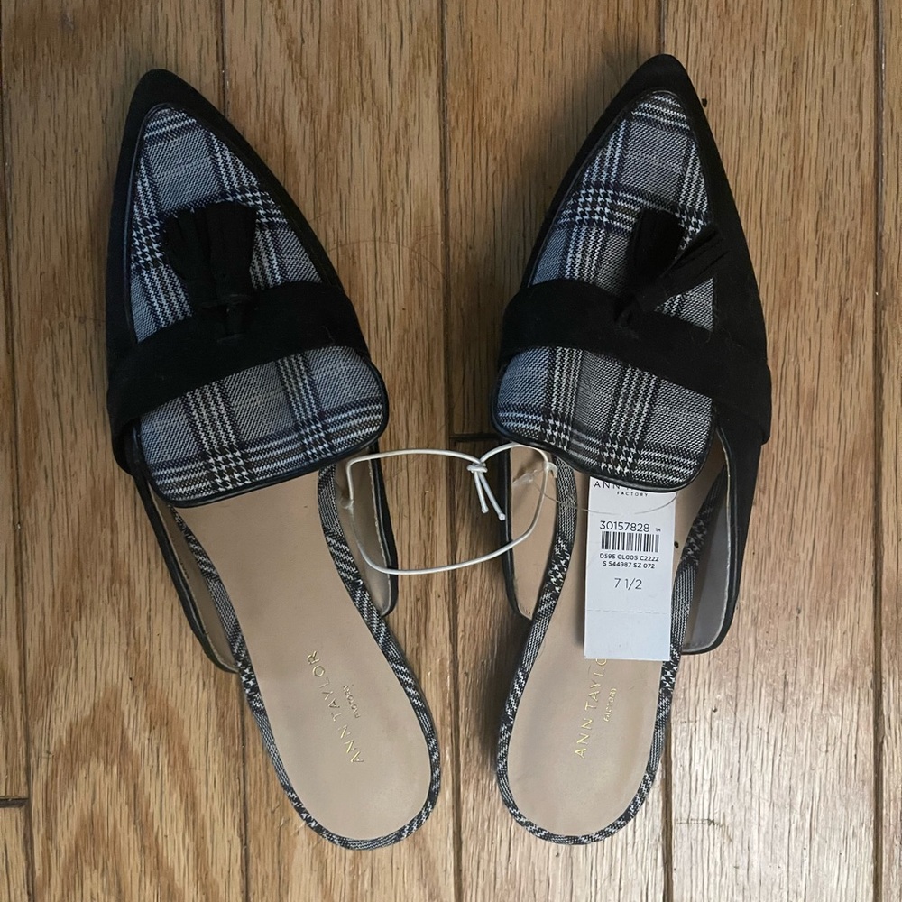 Ann Taylor Plaid Mules